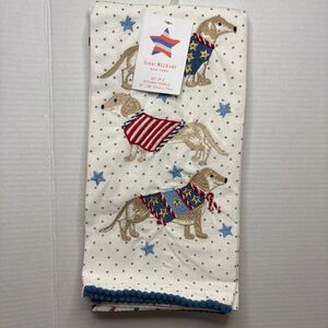 Isaac Mizrahi Dachshund Kitchen Towels Patriotic July 4th Weenie Wiener Dog NWT